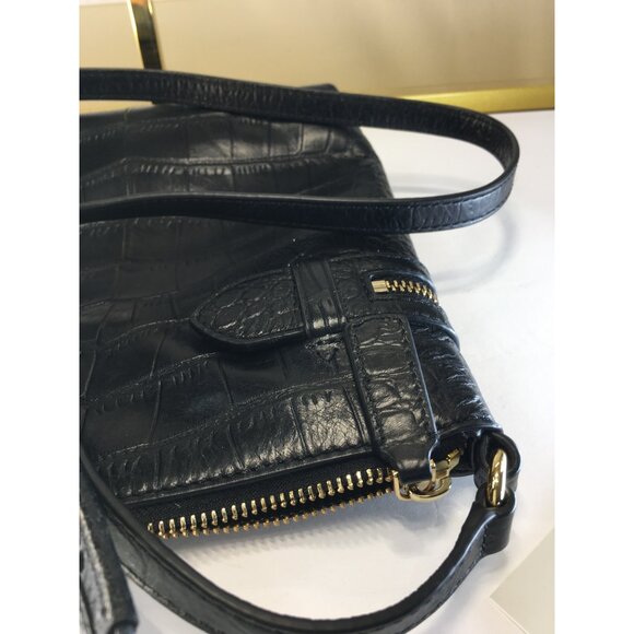 Cole Haan Crossbody Shoulder Purse Bag Genuine Leather Alligator Print Black  -N - Picture 14 of 16